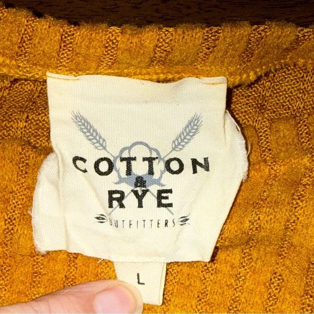 Cotton & Rye Mustard Yellow Ribbed Knit Long Sleeve Cozy Fall Sweater Top L - Picture 5 of 6